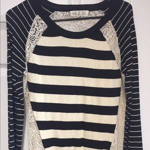 Pink Rose Striped Juniors Sweater.